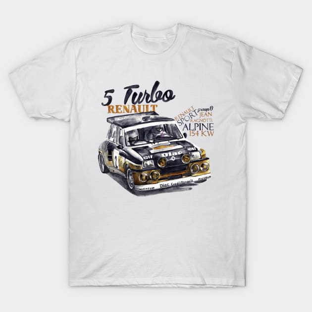 Rally group B: Renault 5 Turbo T-Shirt by dareba